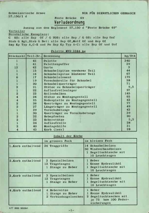 Feste Brücke 69 Verladeordnung, Mb 57.150/Id