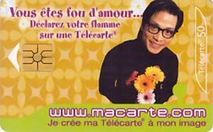 FR, France Telecom, macarte, 50, Mann, Brille, Blumen