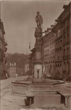 CH, Bern, Gerechtigkeitsbrunnen, Nydeggkirche