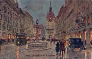 CH, Bern, Spitalgasse mit Käfigturm, Gemälde