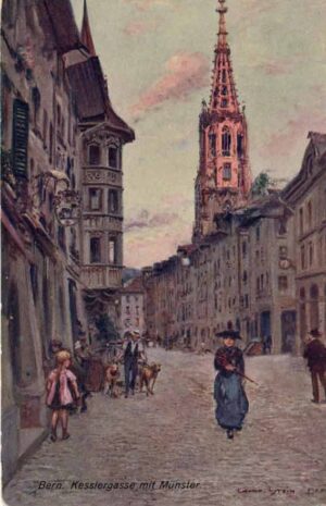 CH, Bern, Kesslergasse mit Münster, Gemälde