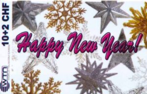 CH, WTN, Happy New Year, 10+2CHF, Sterne dunkel