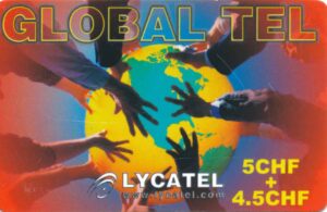 CH, Lycatel, 5+4.5CHF, Hände, Globus, rot