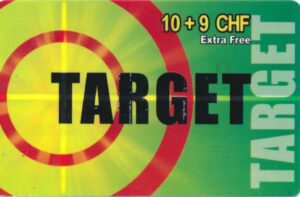 CH, Target, 10+9CHF, Kreise rot, Karte grün