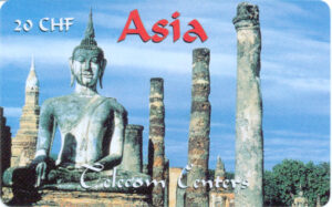 CH, telecom centers, Statue, 20CHF, Asia rot
