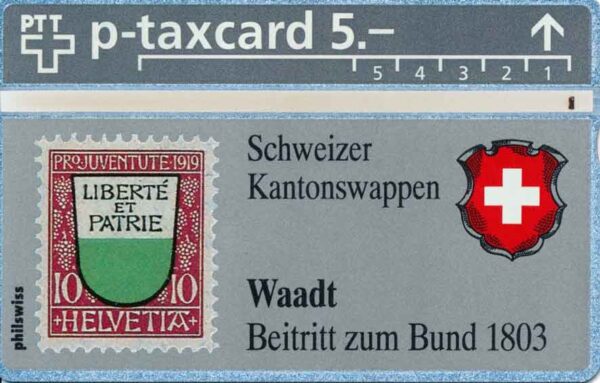 CH, PTT, Briefmarken, 5, Helvetia 10 Waadt