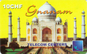 CH, telecom centers, Tadsch Mahal, 10CHF, Gnanam, gelb