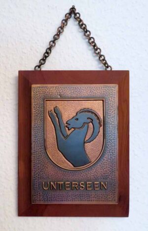 Wappen Unterseen, Kupfer, Handgetrieben