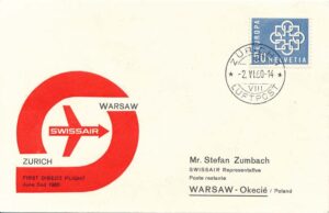 First direct Flight Zürich-Warsaw 1960