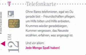 DE, Telecom, Text, 12DM, Ohne Bares telefonieren