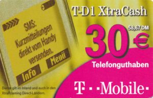 DE, T-Mobile, 30€, T-D1 XtraCash, SMS, gold/rot