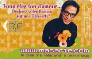 FR, France Telecom, macarte, 120, Mann, Brille, Blumen