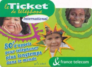 FR, France Telecom, Ticket, 50F, International, Kinderköpfe