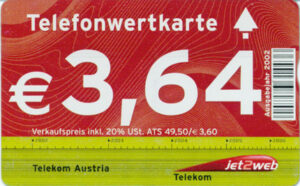 AT, telecom austria, jet2web, €3.64, rot