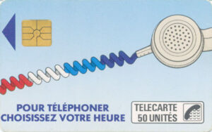 FR, France Telecom, 50, Telefonkabel, Höhrer, blau, chip neu