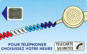 FR, France Telecom, 50, Telefonkabel, Höhrer, blau, chip alt