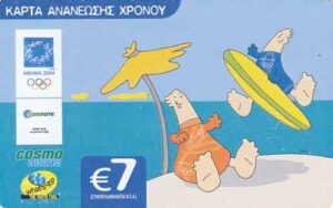 GR, OTE, Olympiade 2004, €7, Comic, Insel, Surfen