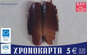 GR, OTE, ΧΡΟΝΟΚΑΡΤΑ, 5€, Muschel, solemya togata