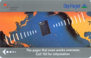 SG, SingaporeTelecom, $5, Weltkarte, SkyPager