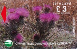CY, cyprus telecom, Blumen, £3, Kratzdistel rot