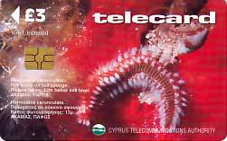 CY, cyprus telecom, Meerestiere, £3, Feuerwurm