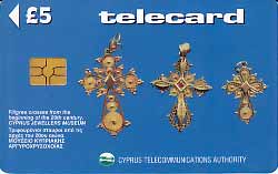 CY, cyprus telecom, Gold, £5, Anhänger, Kreuz