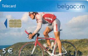 BE, belgacom, blau, €5, Velorennfahrer, Strasse