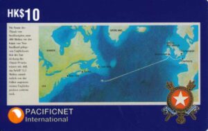 AU, Pacificnet, Titanic, HK$10, Weltkarte, Route